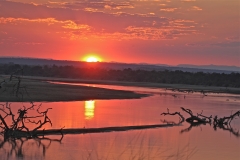 Sun setting over the Luangwa River