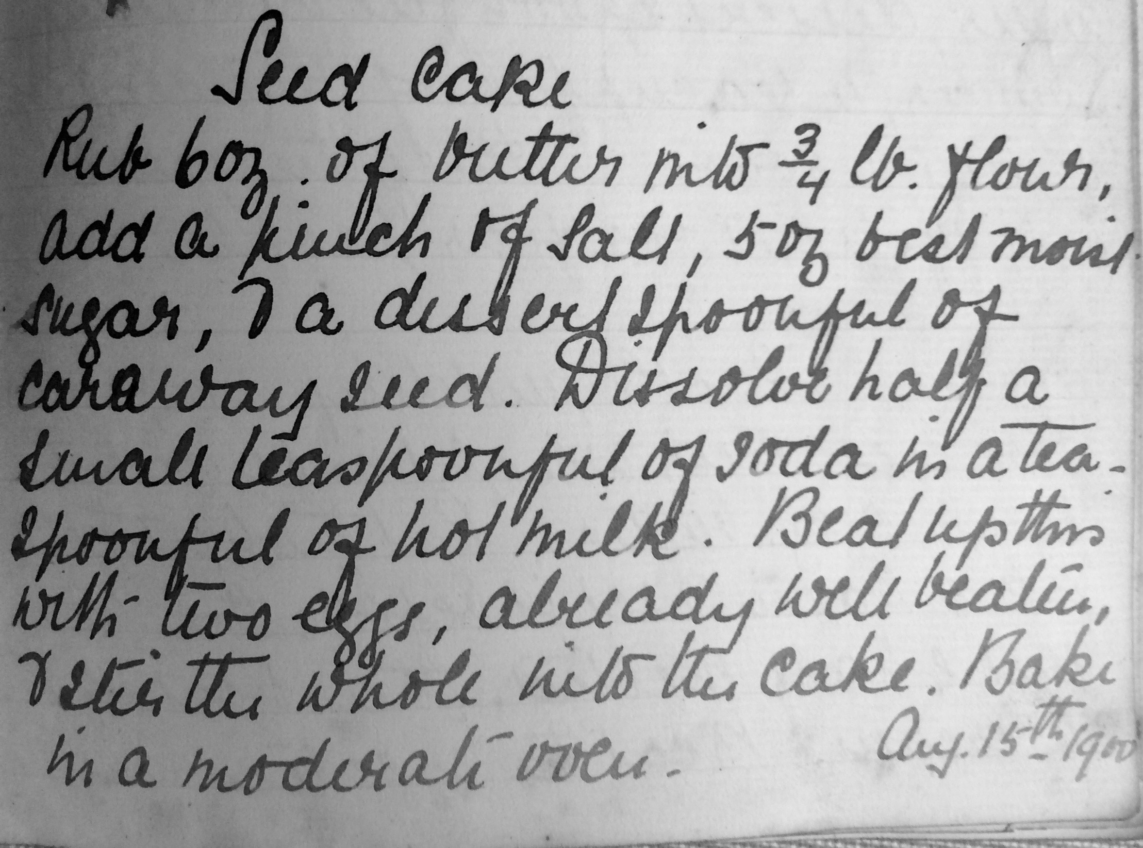 Granny Hall's Seed Cake recipe 1900