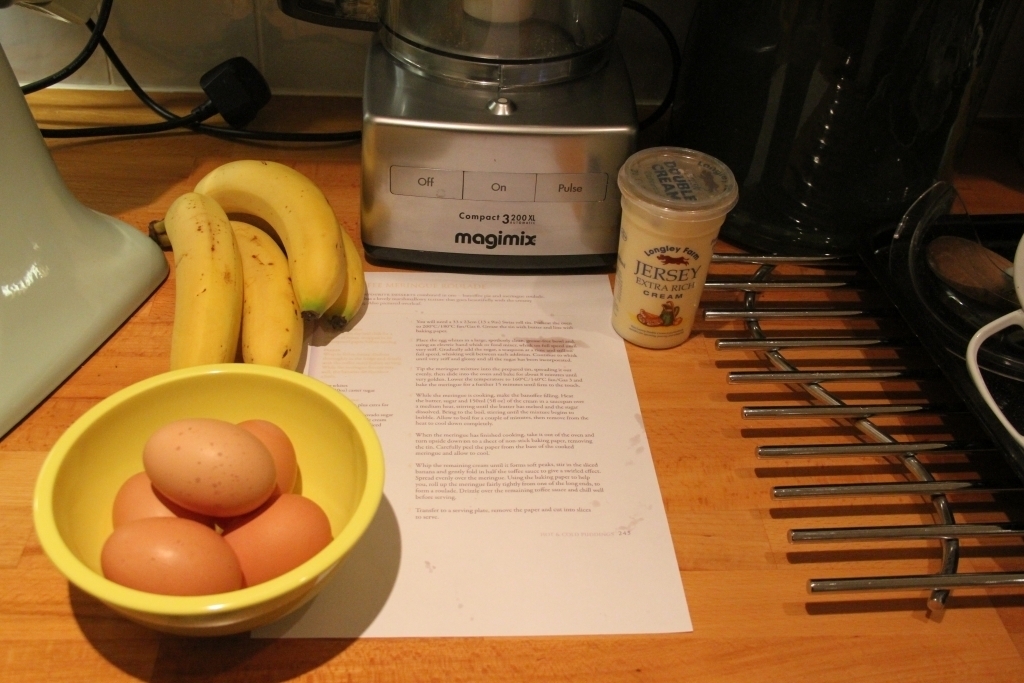 Collecting ingredients for the Banoffee Roulade