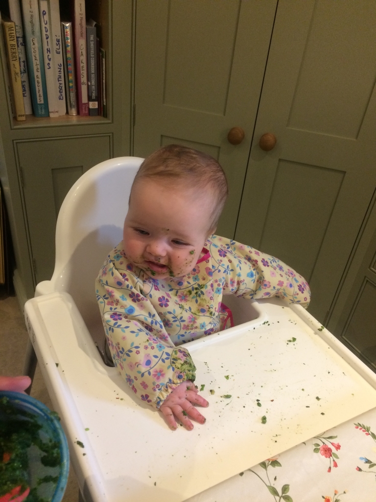 Nell enjoying her greens