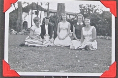 Five school friends in front of Big School