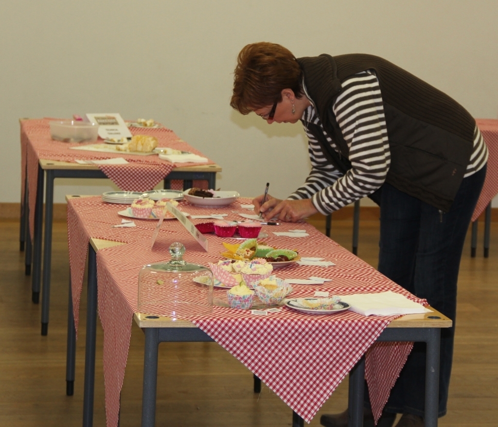 Sandra judging the Cup Cakes