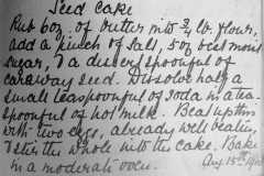 Granny Hall's Seed Cake recipe 1900